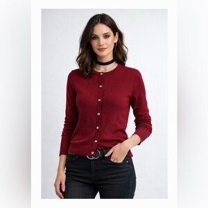 Zadig & Voltaire 100% Merino Wool Red Cardigan Sweater small